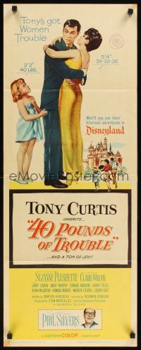 1z136 40 POUNDS OF TROUBLE insert '63 Tony Curtis has women trouble, Suzanne Pleshette!