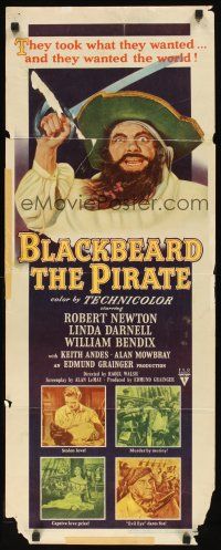 1z181 BLACKBEARD THE PIRATE insert '52 great close-up art of Robert Newton in the title role!