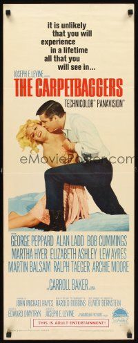 1z209 CARPETBAGGERS insert '64 great image of George Peppard & Carroll Baker!