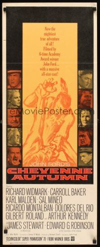 1z223 CHEYENNE AUTUMN insert '64 John Ford directed, artwork of soldier fighting Native American