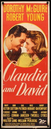 1z230 CLAUDIA & DAVID insert '48 romantic close up artwork of Dorothy McGuire & Robert Young!