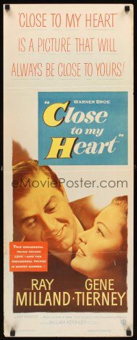 1z231 CLOSE TO MY HEART insert '51 Gene Tierney & Ray Milland adopt a child!