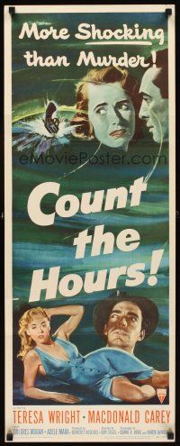 1z240 COUNT THE HOURS insert '53 Don Siegel, art of sexy bad girl Adele Mara in low-cut dress!
