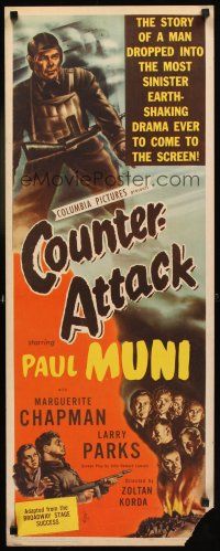 1z243 COUNTER-ATTACK insert '45 Paul Muni & Marguerite Chapman fight the Nazis in World War II!