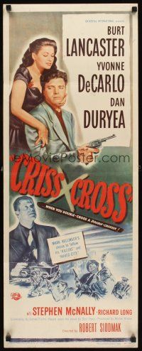 1z247 CRISS CROSS insert '48 Burt Lancaster & Yvonne De Carlo, Robert Siodmak film noir!
