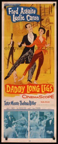 1z251 DADDY LONG LEGS insert '55 wonderful art of Fred Astaire in tux dancing with Leslie Caron!