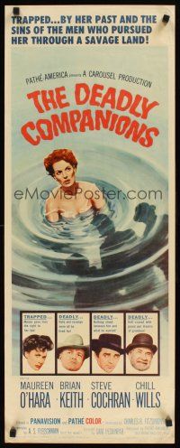 1z259 DEADLY COMPANIONS insert '61 first Sam Peckinpah, art of sexy Maureen O'Hara caught swimming