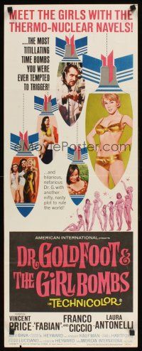 1z277 DR. GOLDFOOT & THE GIRL BOMBS insert '66 Mario Bava, Vincent Price & sexy half-dressed babes