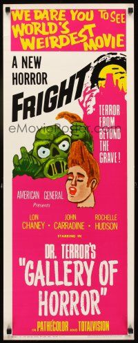 1z278 DR. TERROR'S GALLERY OF HORROR insert '67 Lon Chaney Jr in world's weirdest movie!