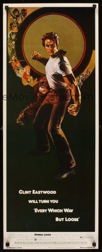 1z292 EVERY WHICH WAY BUT LOOSE insert '78 art of Clint Eastwood & Clyde the orangutan by Bob Peak