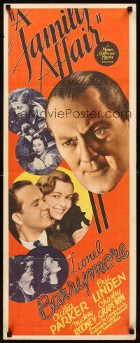 1z297 FAMILY AFFAIR insert '37 Lionel Barrymore as Judge Hardy, Mickey Rooney, first Andy Hardy!