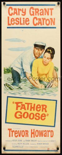 1z299 FATHER GOOSE insert '65 different art of sea captain Cary Grant & pretty Leslie Caron!