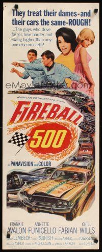 1z306 FIREBALL 500 insert '66 Frankie Avalon & sexy Annette Funicello, cool stock car racing art!