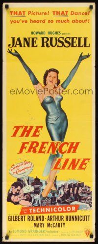 1z318 FRENCH LINE insert '54 Howard Hughes, art of sexy Jane Russell with arms outstretched!