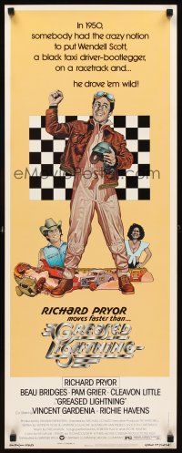 1z337 GREASED LIGHTNING insert '77 great art of race car driver Richard Pryor by Noble!