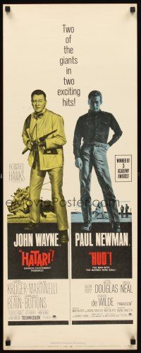 1z349 HATARI/HUD insert '67 John Wayne & Paul Newman double-bill!