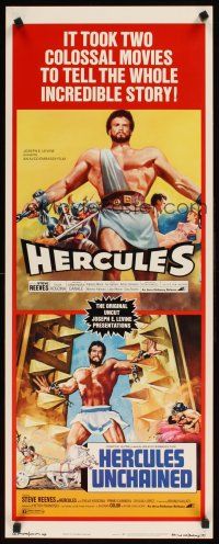 1z361 HERCULES/HERCULES UNCHAINED insert '73 world's mightiest man Steve Reeves double-bill!