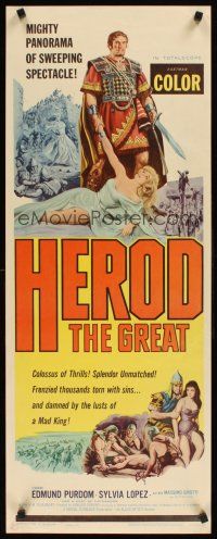 1z362 HEROD THE GREAT insert '60 Edmund Purdom, Sylvia Lopez, French/Italian epic!