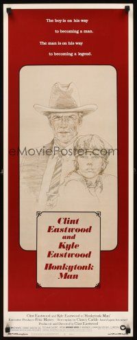 1z377 HONKYTONK MAN insert '82 cool art of Clint Eastwood & his son Kyle Eastwood by J. Isom!