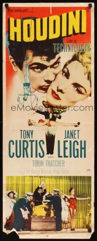 1z382 HOUDINI insert '53 Tony Curtis as the famous magician + his sexy assistant Janet Leigh!