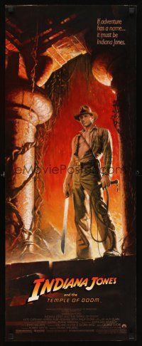1z401 INDIANA JONES & THE TEMPLE OF DOOM insert '84 art of Harrison Ford by Bruce Wolfe!