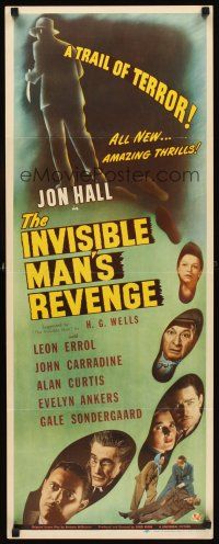 1z404 INVISIBLE MAN'S REVENGE insert '44 Jon Hall, H.G. Wells, cool silhouette image!