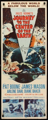 1z423 JOURNEY TO THE CENTER OF THE EARTH insert '59 Jules Verne, great sci-fi monster artwork!