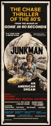 1z428 JUNKMAN insert '82 junk cars to movie stars, over 150 cars destroyed, cool art by Jensen!