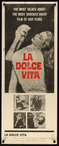 1z444 LA DOLCE VITA insert '61 Federico Fellini, Mastroianni, sexy Anita Ekberg holding kitten!
