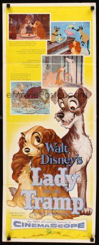 1z446 LADY & THE TRAMP insert '55 Walt Disney romantic canine dog classic cartoon!