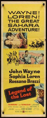 1z455 LEGEND OF THE LOST insert '57 romantic art of John Wayne tangling with sexiest Sophia Loren!