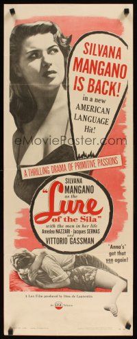 1z479 LURE OF THE SILA insert '54 sexy Silvana Mangano is more alluring and dangerous than ever!