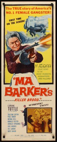 1z482 MA BARKER'S KILLER BROOD insert '59 great artwork of the no. 1 female gangster of all time!