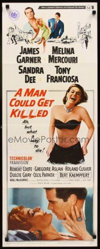1z494 MAN COULD GET KILLED insert '66 James Garner, Melina Mercouri, Sandra Dee, Tony Franciosa