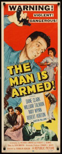 1z496 MAN IS ARMED insert '56 violent & dangerous Dane Clark with gun, May Wynn!