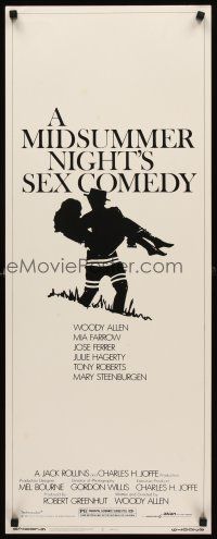 1z513 MIDSUMMER NIGHT'S SEX COMEDY insert '82 Woody Allen, Mia Farrow, cool silhouette artwork!