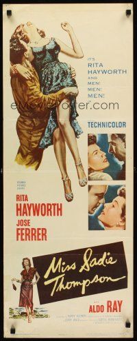 1z515 MISS SADIE THOMPSON 2D insert '53 sexy smoking Rita Hayworth swinging purse & turning it on!