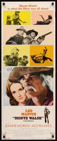 1z518 MONTE WALSH insert '70 super close up of cowboy Lee Marvin & pretty Jeanne Moreau!