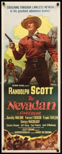 1z530 NEVADAN insert '50 Randolph Scott crashing through lawless Nevada in his greatest adventure!