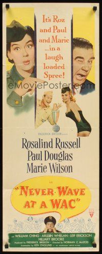 1z532 NEVER WAVE AT A WAC insert '53 sexy Rosalind Russell & Marie Wilson, Paul Douglas!