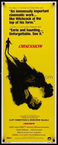 1z544 OBSESSION insert '76 Brian De Palma, Paul Schrader, Genevieve Bujold, Cliff Robertson!