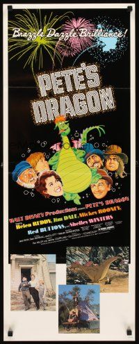 1z567 PETE'S DRAGON insert '77 Walt Disney, Helen Reddy, colorful art of cast w/Pete!