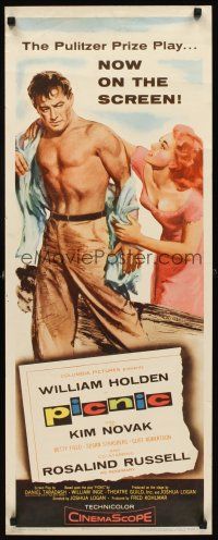 1z569 PICNIC insert '56 great art of barechested William Holden & sexy long-haired Kim Novak!