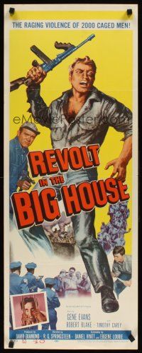 1z612 REVOLT IN THE BIG HOUSE insert '58 the raging violence of 2 thousand caged men!