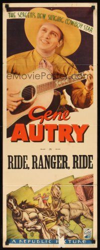 1z616 GENE AUTRY stock insert '30s cowboy Gene Autry plays guitar, art of runaway horses!