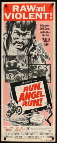 1z628 RUN ANGEL RUN insert '69 William Smith, Valerie Starrett, raw and violent bikers!