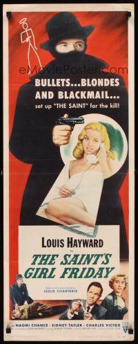 1z630 SAINT'S GIRL FRIDAY insert '54 blondes and bullets can't stop Louis Hayward!