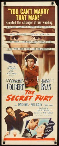1z642 SECRET FURY insert '50 Claudette Colbert, Robert Ryan, directed by Mel Ferrer!