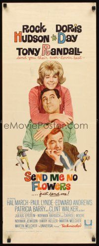 1z644 SEND ME NO FLOWERS insert '64 great image of Rock Hudson, Doris Day & Tony Randall!