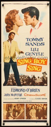 1z653 SING BOY SING insert '58 romantic close up of Tommy Sands & Lili Gentle, rock & roll!